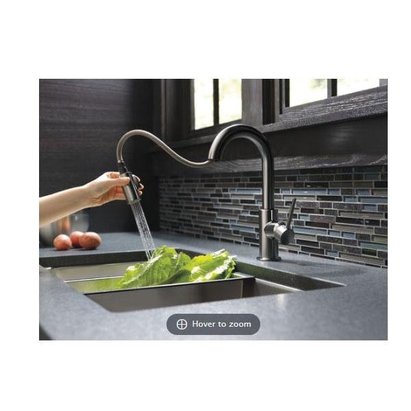 DELTA® Trinsic® 9959-KSLS-DST Bar/Prep Kitchen Faucet With Diamond Seal® Technology, Deck, Pull-Down, Black Stainless thumbnail 3