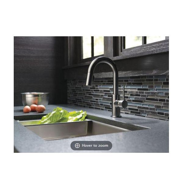 DELTA® Trinsic® 9959-KSLS-DST Bar/Prep Kitchen Faucet With Diamond Seal® Technology, Deck, Pull-Down, Black Stainless