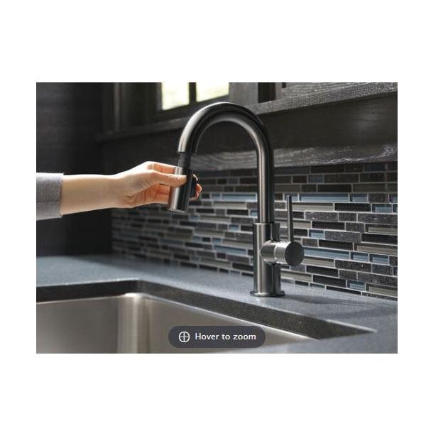 DELTA® Trinsic® 9959-KSLS-DST Bar/Prep Kitchen Faucet With Diamond Seal® Technology, Deck, Pull-Down, Black Stainless thumbnail 2