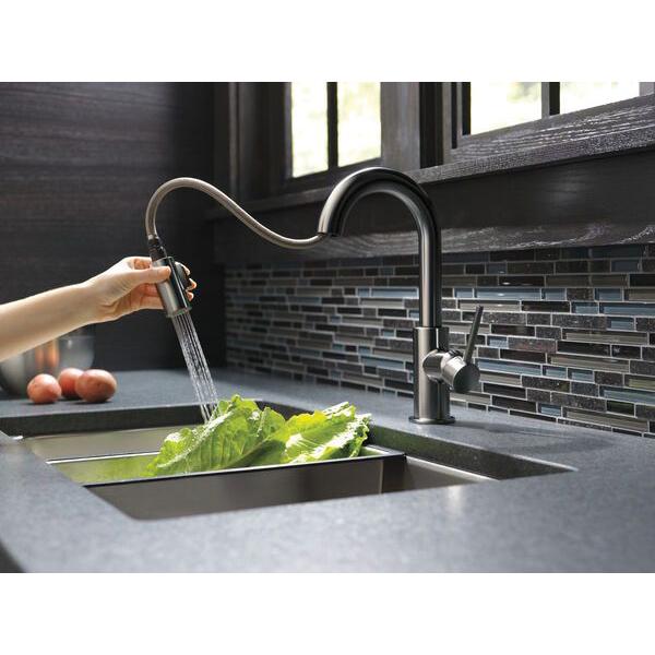 DELTA® Trinsic® 9959-KS-DST Bar and Prep Faucet, Deck, Pull-Down, Black Stainless thumbnail 2