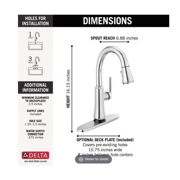 DELTA® Coranto™ 9979T-DST Bar and Prep Faucet With Touch2O® Technology, Deck, Pull-Down, Chrome thumbnail 2