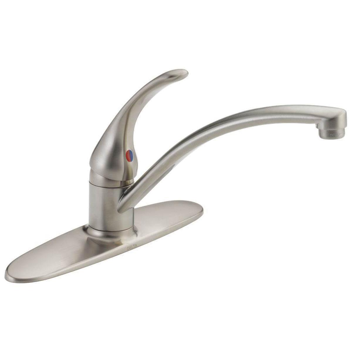 DELTA® Foundations® B1310LF-SS Kitchen Faucet, Deck, Single Handle, Stainless Steel