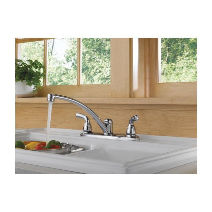 DELTA® Foundations® B2310LF Kitchen Faucet, Deck, Dual-Handle, Chrome