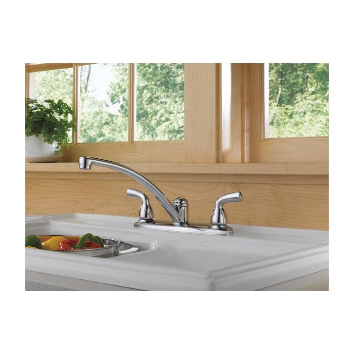 DELTA® Foundations® B2310LF Kitchen Faucet, Deck, Dual-Handle, Chrome thumbnail 2