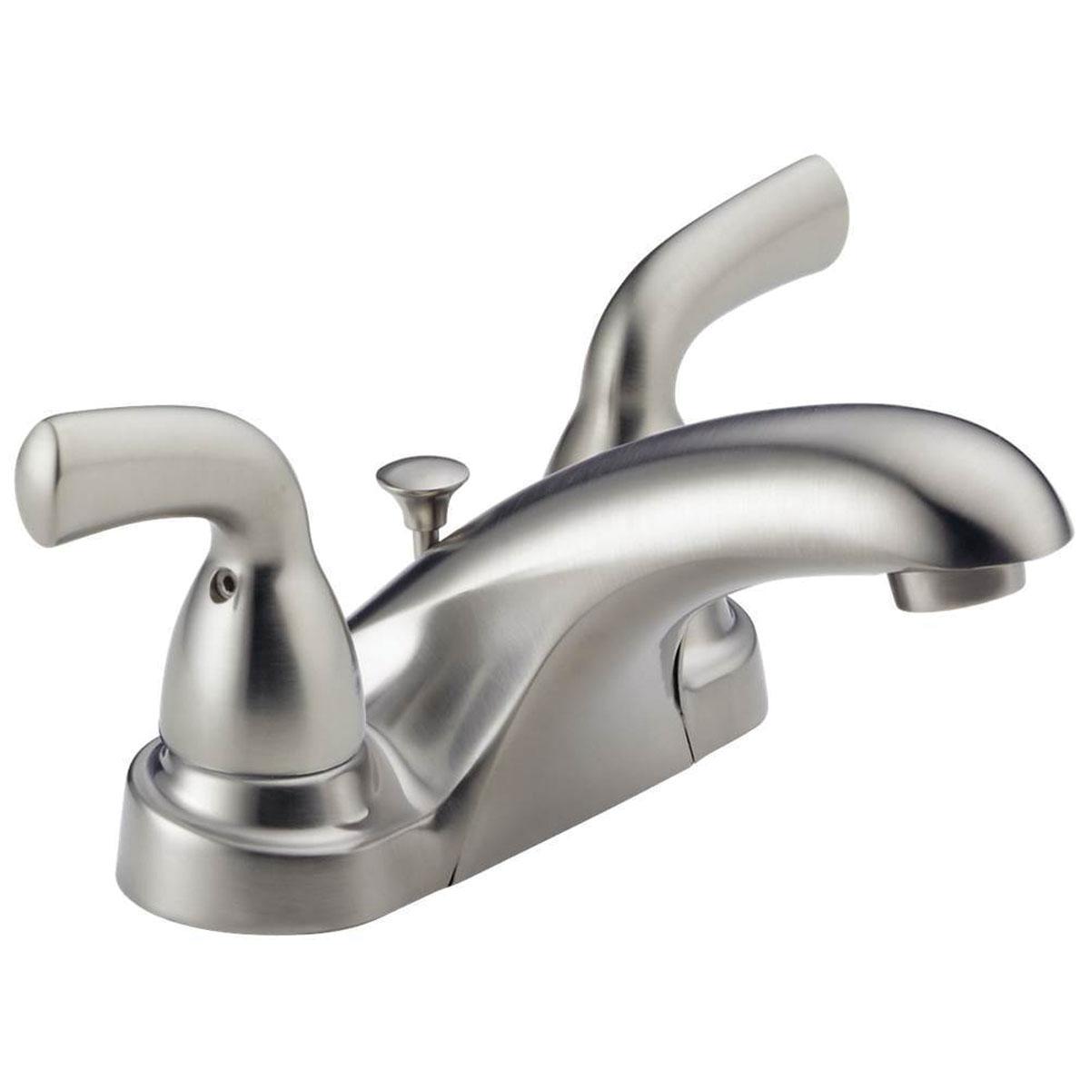 DELTA® Foundations® B2510LF-SS Bathroom Faucet, 2-Handle, Deck, Centerset, Pop-Up, Stainless Steel thumbnail 2