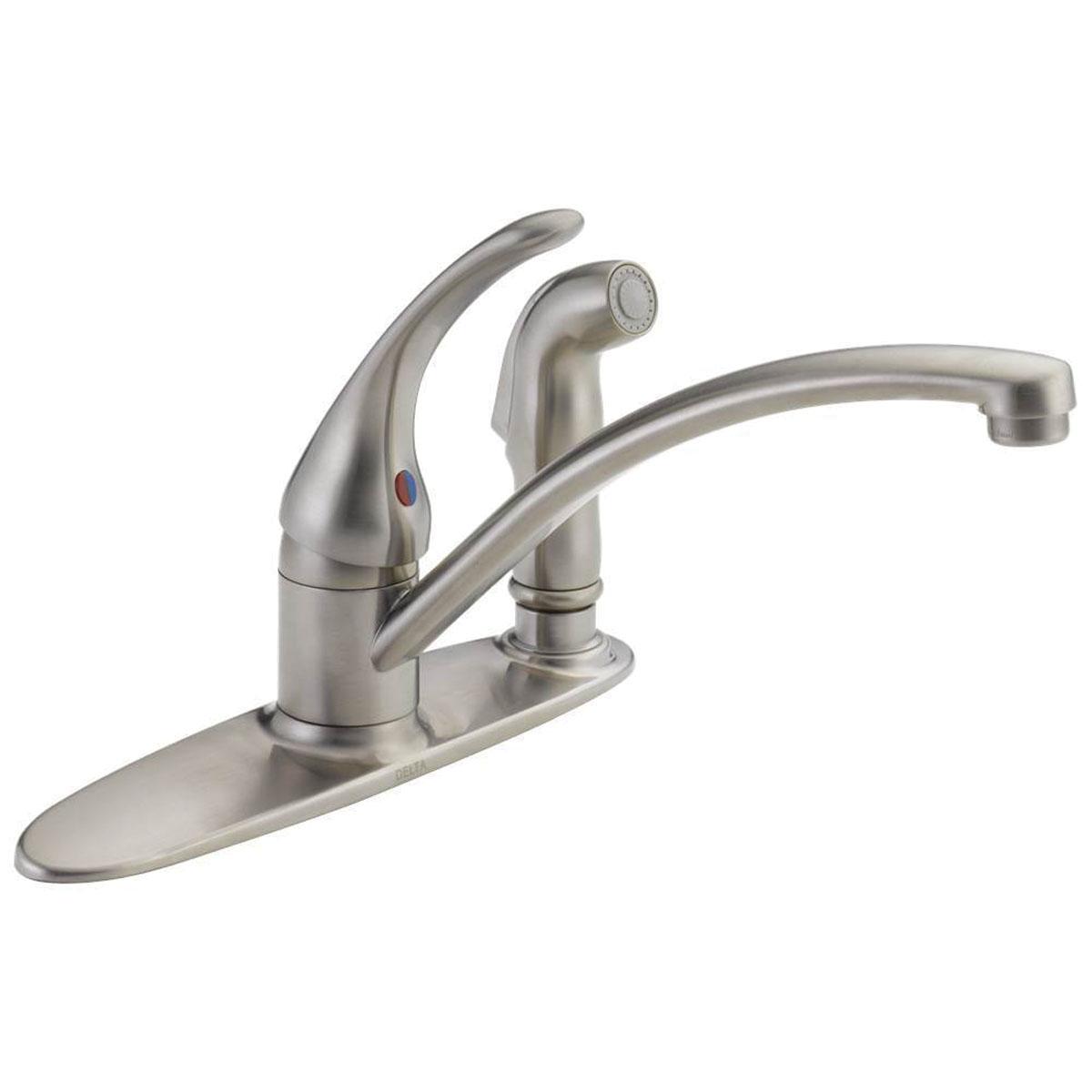 DELTA® Foundations® B3310LF-SS Kitchen Faucet, Deck, Single Handle, Stainless Steel