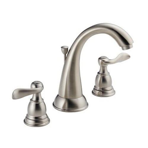 DELTA® Windemere® B3596LF-SS Bathroom Faucet, 2-Handle, Deck, Widespread, Pop-Up, Stainless Steel