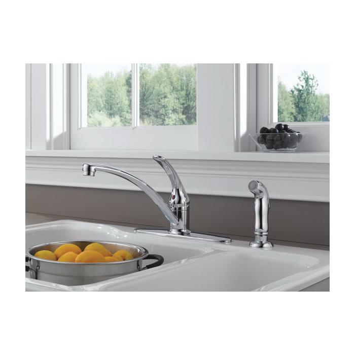 DELTA® Foundations® B4410LF Kitchen Faucet, Deck, Single Handle, Chrome thumbnail 4
