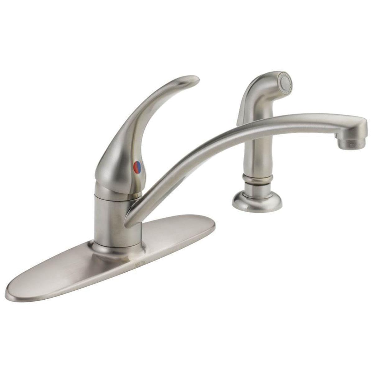 DELTA® Foundations® B4410LF-SS Kitchen Faucet, Single Handle, With Side Spray, Stainless Steel thumbnail 2