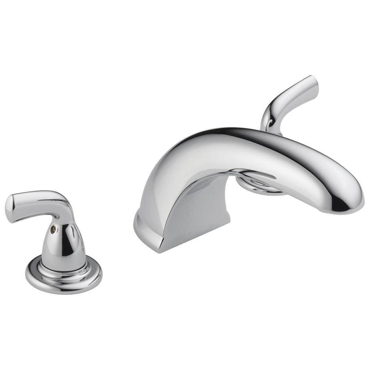DELTA® Foundations® BT2710 Roman Tub Trim, 3-Faucet Hole, Brass, Chrome, 2-Handle-Handle, 18 gpm