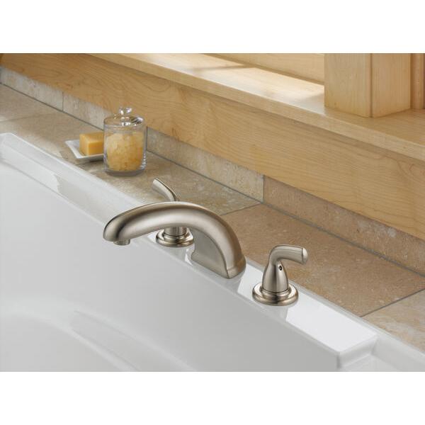 DELTA® Foundations® BT2710-SS Roman Tub Trim, 3 -Faucet Hole, Brass, Stainless Steel, 2-Handle -Handle, 18 gpm thumbnail 2