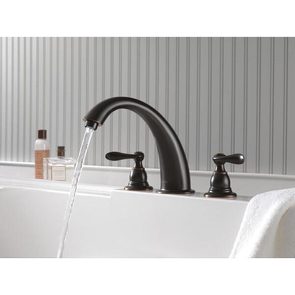 DELTA® Windemere® BT2796-OB Roman Tub Trim, 3 -Faucet Hole, Brass, Oil-Rubbed Bronze, 2-Handle -Handle, 18 gpm