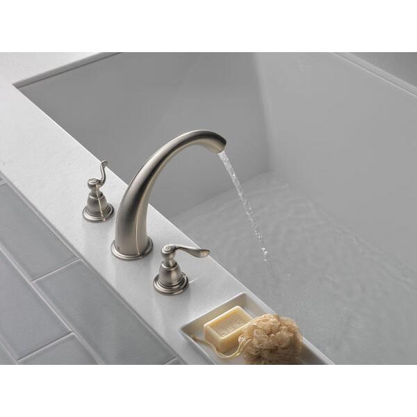 DELTA® Windemere® BT2796-SS Roman Tub Trim, 3 -Faucet Hole, Brass, Stainless Steel, 2-Handle -Handle, 18 gpm