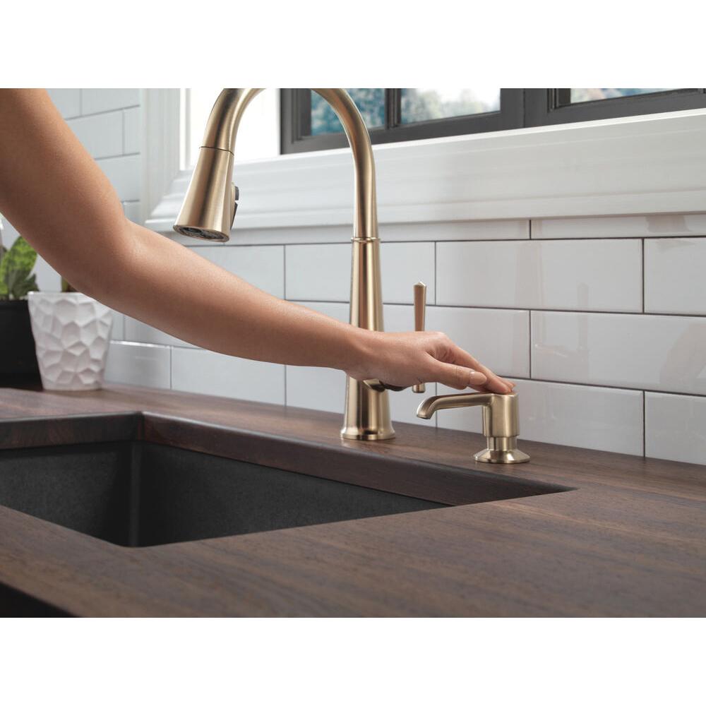 DELTA® Emmeline™ RP101188CZPR Soap Dispenser, 13 oz Capacity, 2-5/8 in OAL, Deck Mounting, Lumicoat® Champagne Bronze thumbnail 2