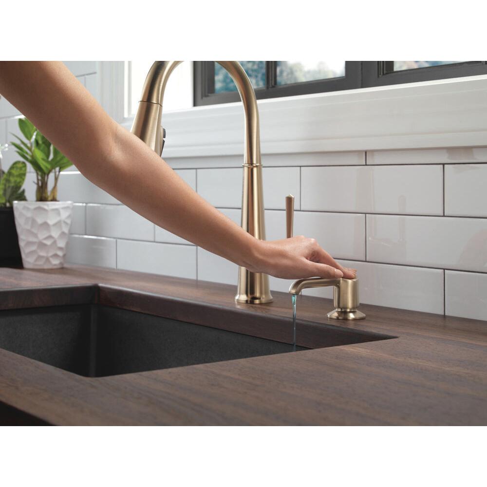 DELTA® Emmeline™ RP101188CZPR Soap Dispenser, 13 oz Capacity, 2-5/8 in OAL, Deck Mounting, Lumicoat® Champagne Bronze