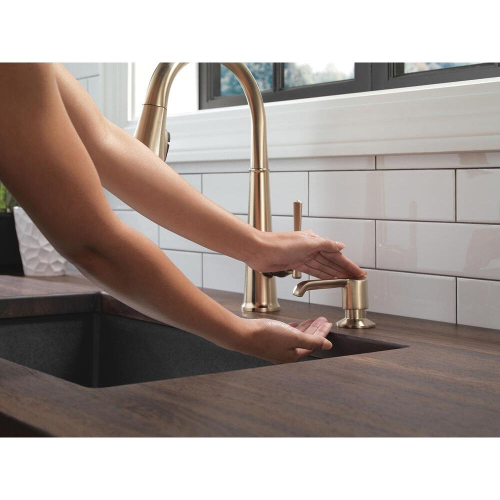 DELTA® Emmeline™ RP101188CZPR Soap Dispenser, 13 oz Capacity, 2-5/8 in OAL, Deck Mounting, Lumicoat® Champagne Bronze thumbnail 4