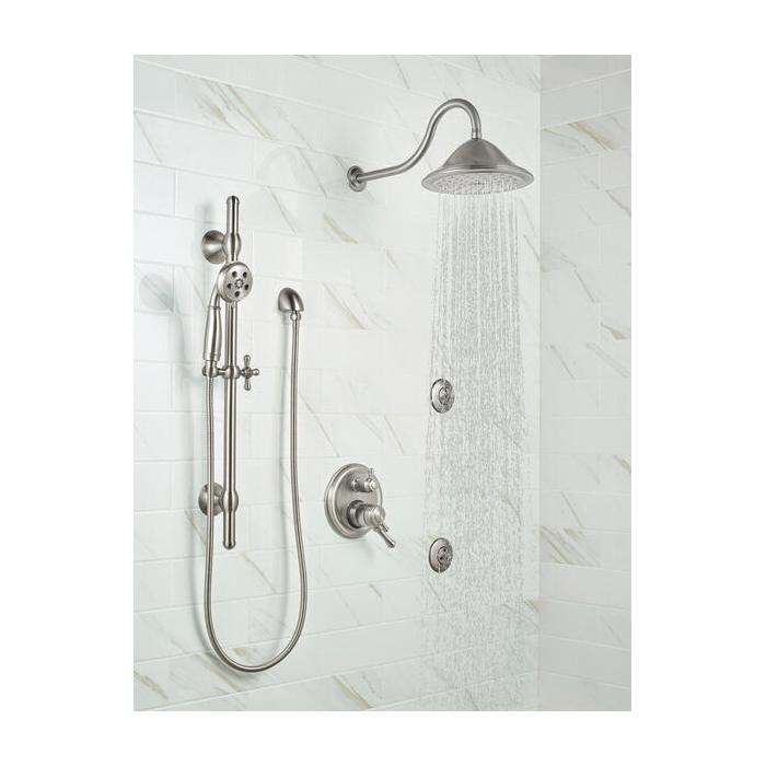 DELTA® RP72568SS Raincan Shower Head, 2.5 gpm, 1-Spray, 9-3/8 x 4-1/4 in Head, Stainless Steel