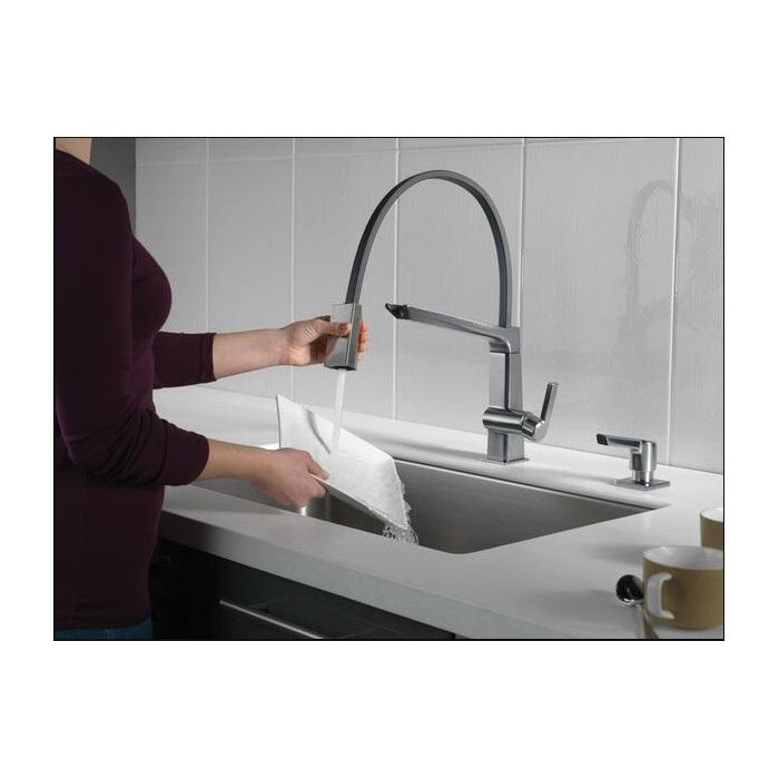 DELTA® Pivotal® RP91950AR Soap/Lotion Dispenser, 13 oz Capacity, Deck Mounting, Metal, Arctic Stainless Steel