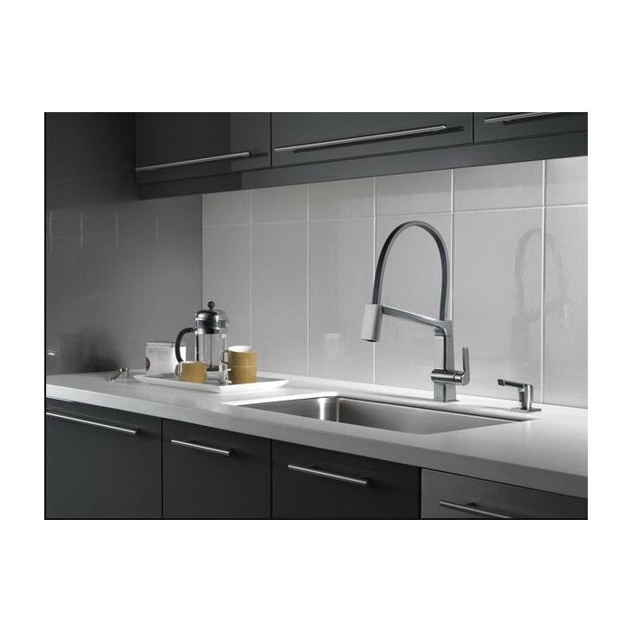 DELTA® Pivotal® RP91950AR Soap/Lotion Dispenser, 13 oz Capacity, Deck Mounting, Metal, Arctic Stainless Steel thumbnail 2