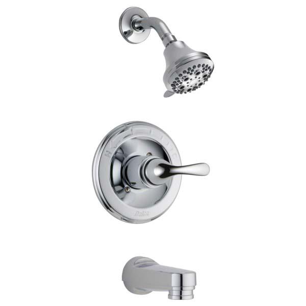 DELTA® Classics™ T13420-PD Tub and Shower Trim, Brass, Chrome, 1 -Handle, 1.75 gpm