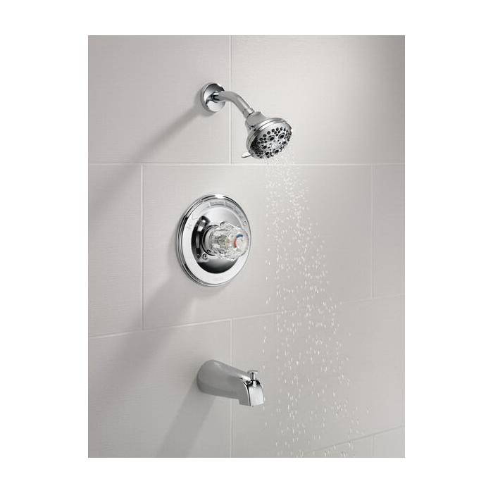 DELTA® 13 Series Classics™ T13422 Tub and Shower Trim Kit, 1/2 in, IPS x Slip x C, Brass, Chrome, 1-Handle, 1.75 gpm thumbnail 3