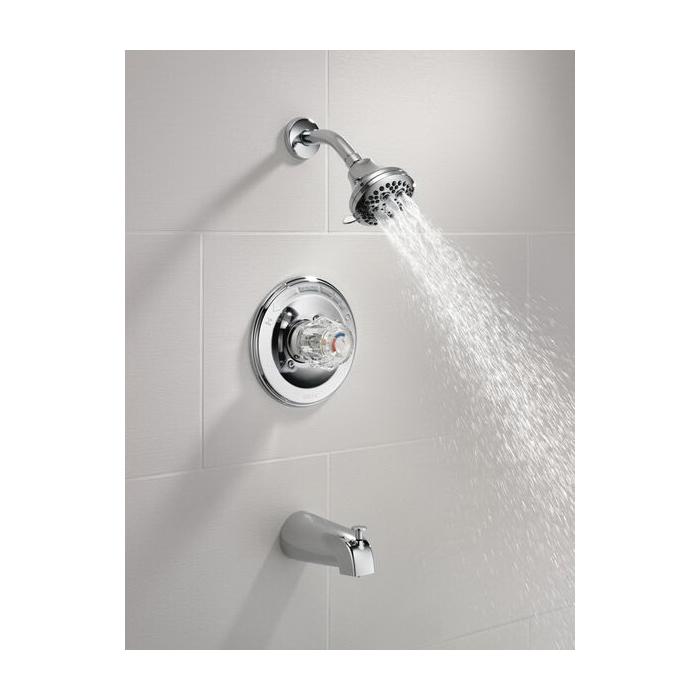 DELTA® 13 Series Classics™ T13422 Tub and Shower Trim Kit, 1/2 in, IPS x Slip x C, Brass, Chrome, 1-Handle, 1.75 gpm thumbnail 2