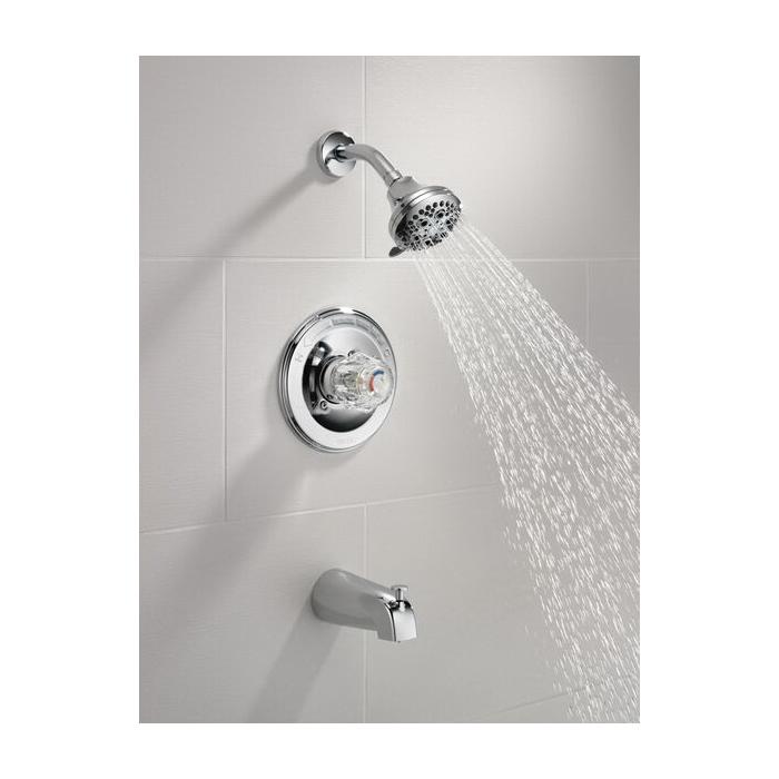 DELTA® 13 Series Classics™ T13422 Tub and Shower Trim Kit, 1/2 in, IPS x Slip x C, Brass, Chrome, 1-Handle, 1.75 gpm thumbnail 4