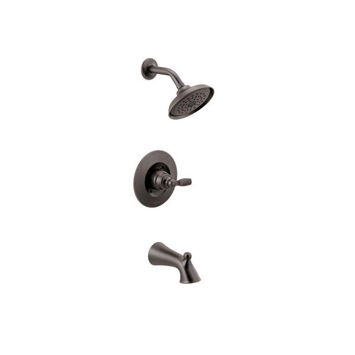 DELTA® Woodhurst® T14432-RB Woodhurst Tub and Shower Trim Kit, 1/2 in, IPS x Slip x Sweat, Venetian Bronze, 1 -Handle