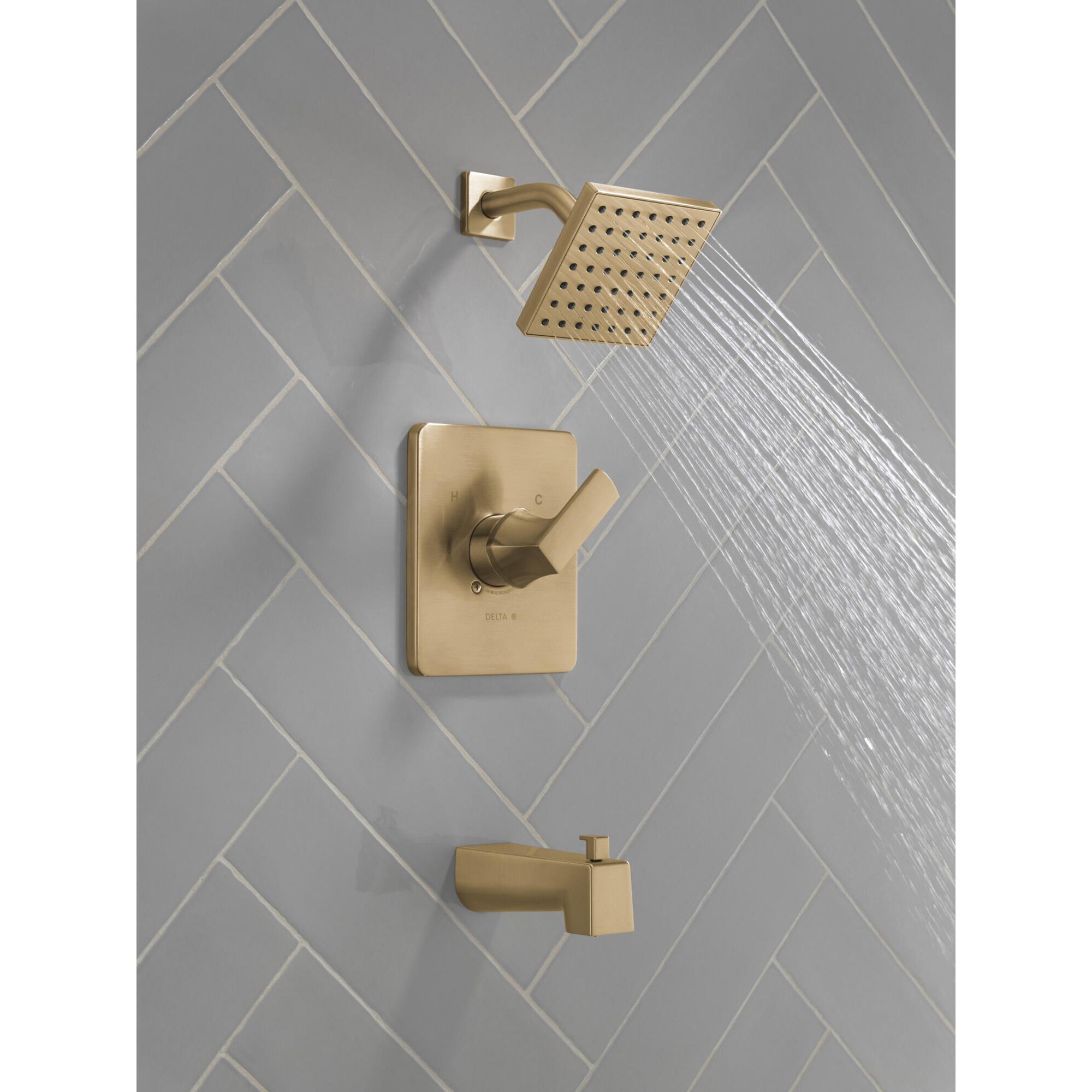 DELTA® Velum™ T14437-CZ Tub and Shower, Brass, Champagne Bronze, 1-Handle, 1.75 gpm
