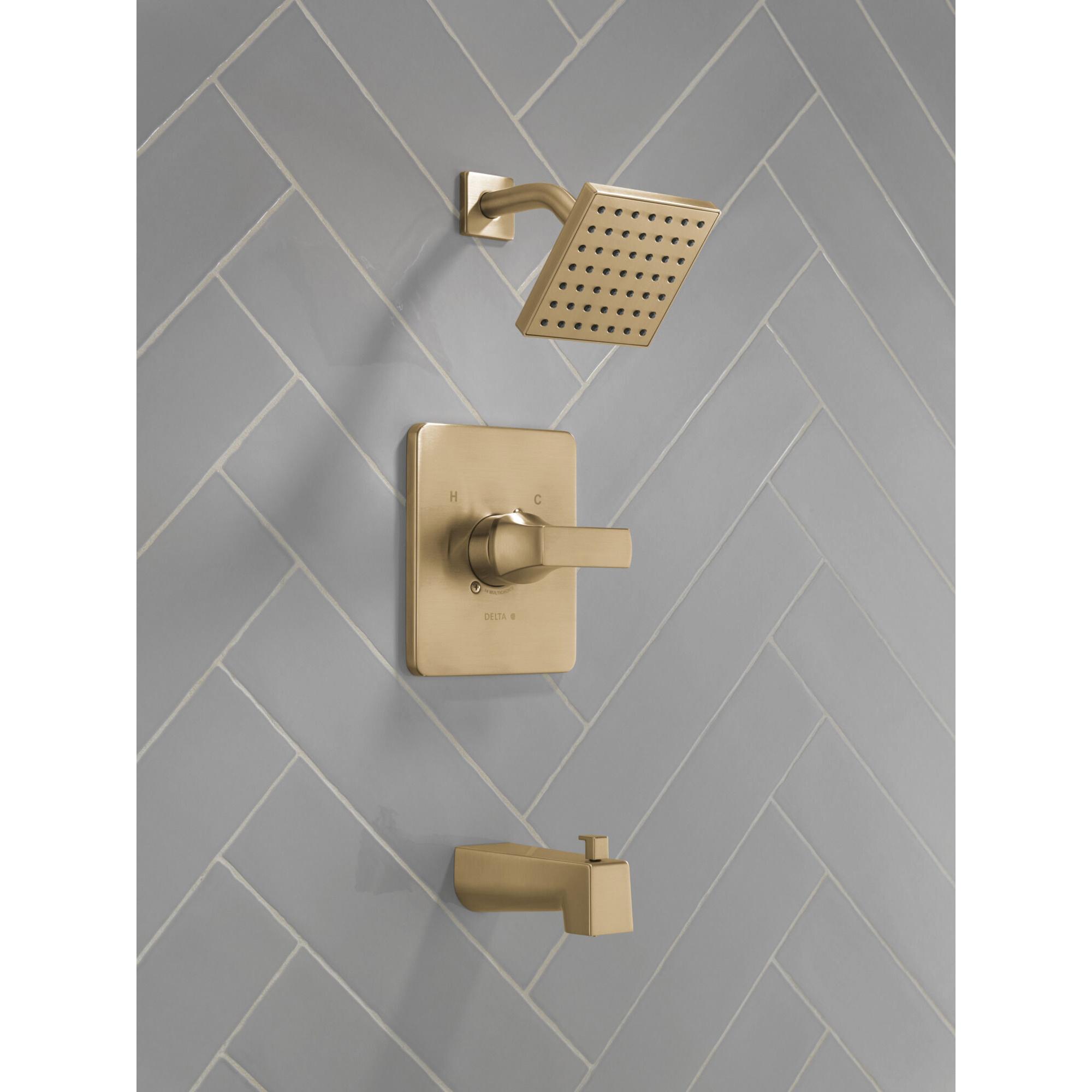 DELTA® Velum™ T14437-CZ Tub and Shower, Brass, Champagne Bronze, 1-Handle, 1.75 gpm thumbnail 3