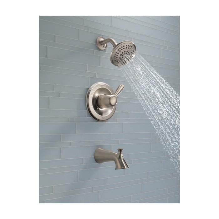 DELTA® Lahara® T14438-SS Tub and Shower Trim Kit, 1/2 in, IPS, Brass, Brilliance® Stainless Steel, 1 -Handle, 1.75 gpm thumbnail 2