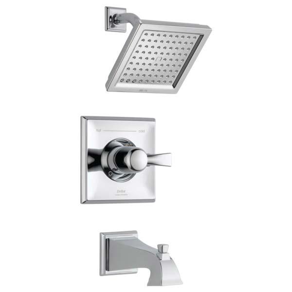 DELTA® 14 Series Dryden® T14451 Tub and Shower Trim, Brass, Chrome, 1-Handle, 2.5 gpm