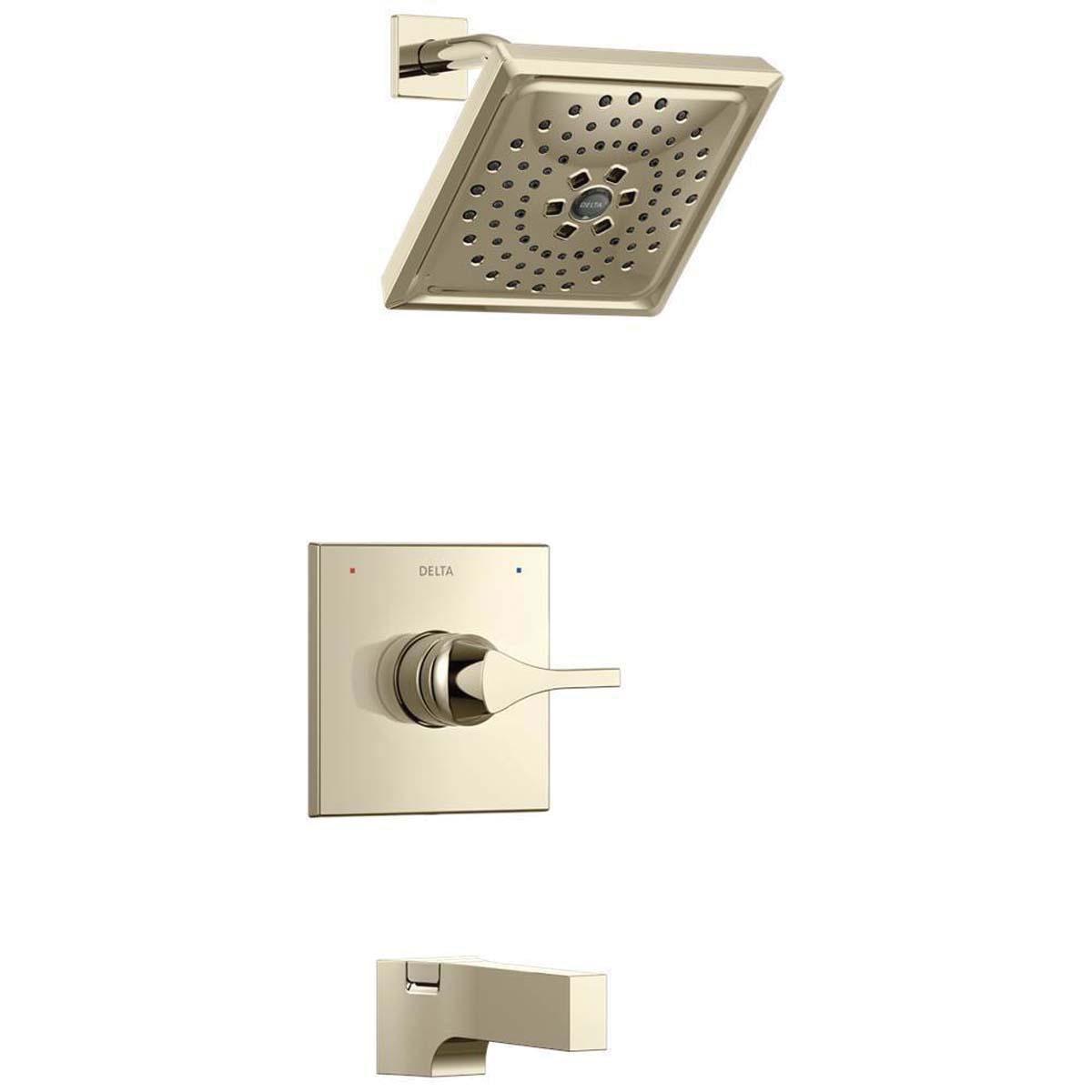 DELTA® 14 Series Zura® T14474-PN Tub and Shower Trim, Brass, Polished Nickel, 1 -Handle, 1.75 gpm