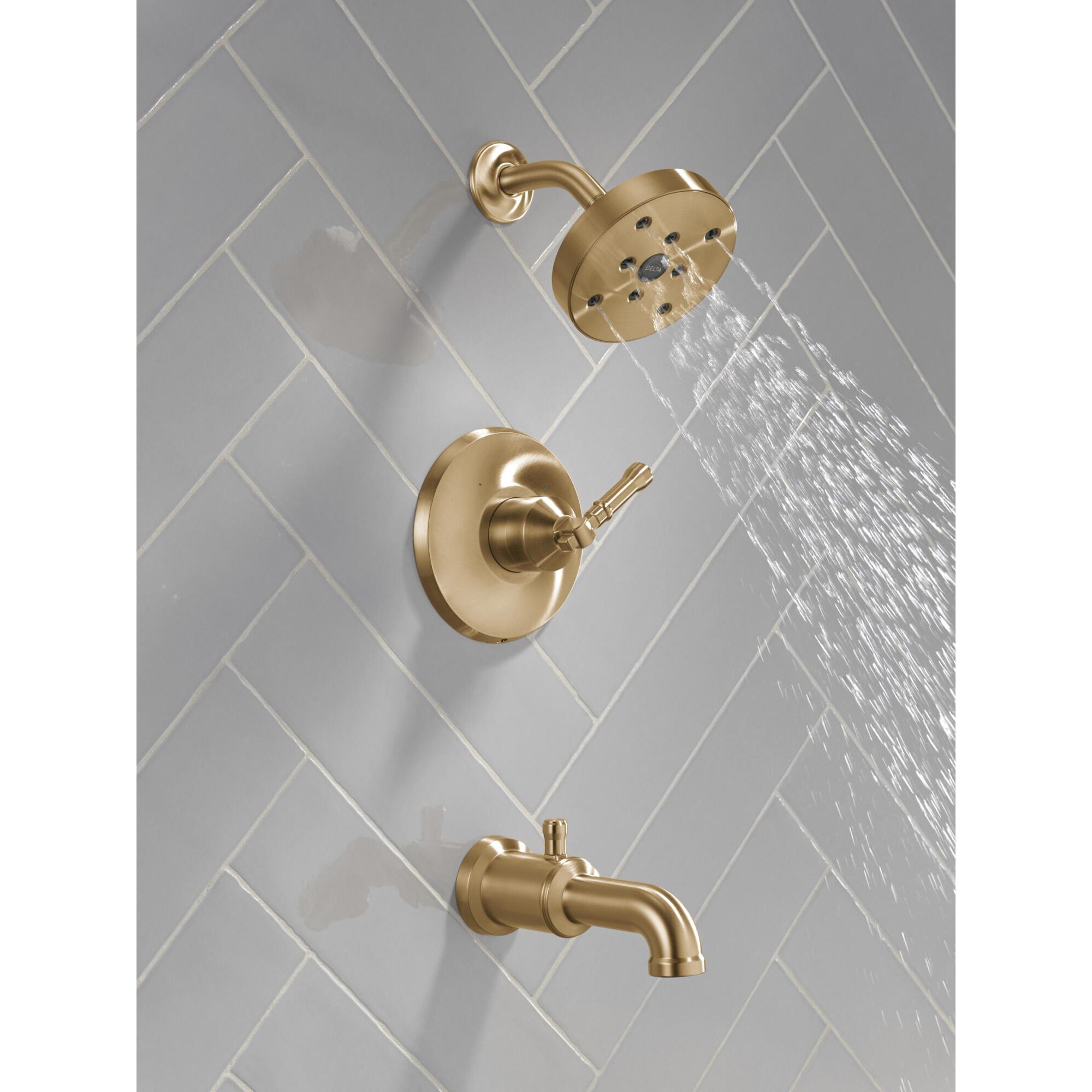 DELTA® Broderick® T14484-CZ-PR Tub Shower Trim, Lumicoat® Champagne Bronze, 1-Handle, 1.75 gpm