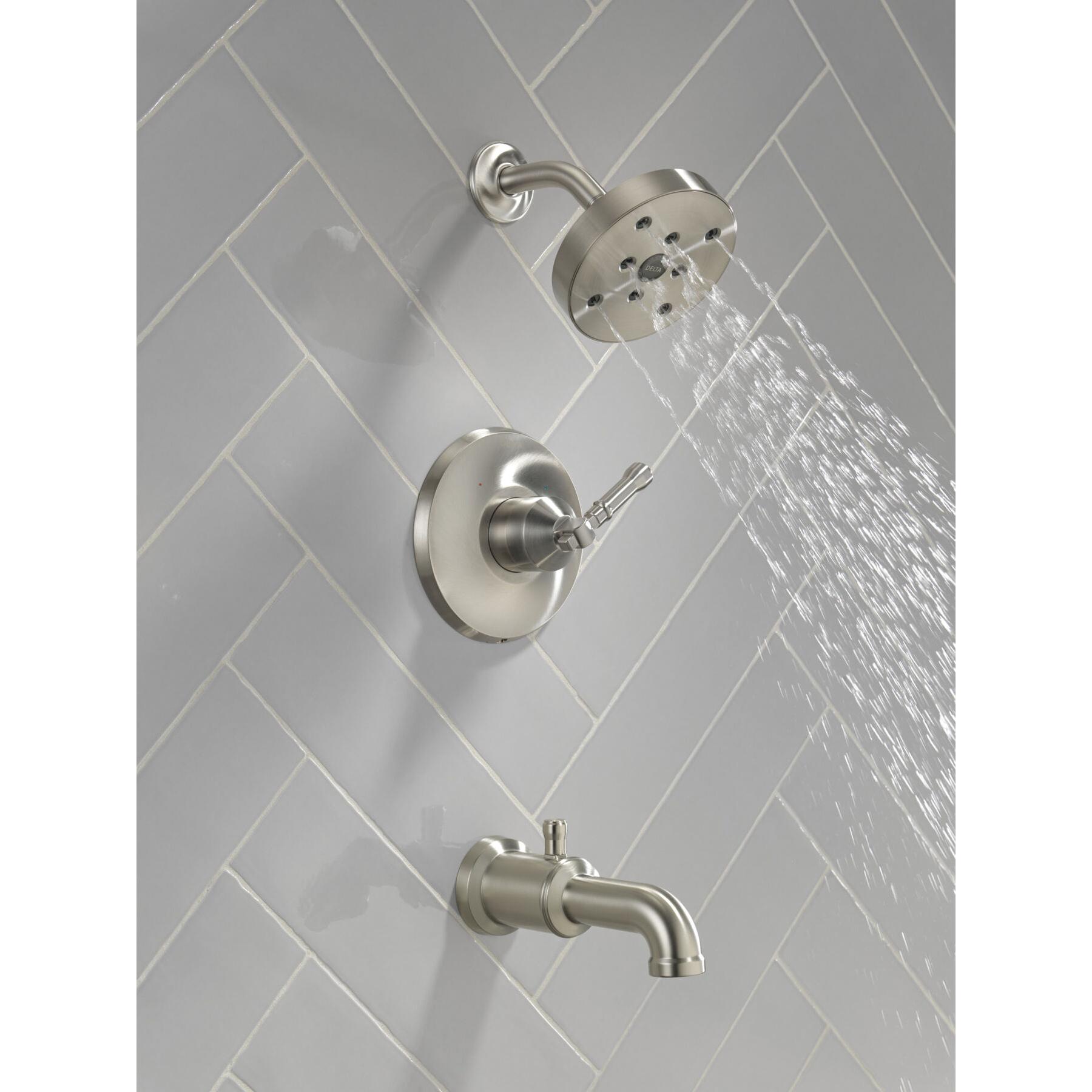 DELTA® Broderick® T14484-SS-PR Tub and Shower Trim, ABS/Plastic/Zinc, Lumicoat Stainless, 1-Handle -Handle, 1.75 gpm