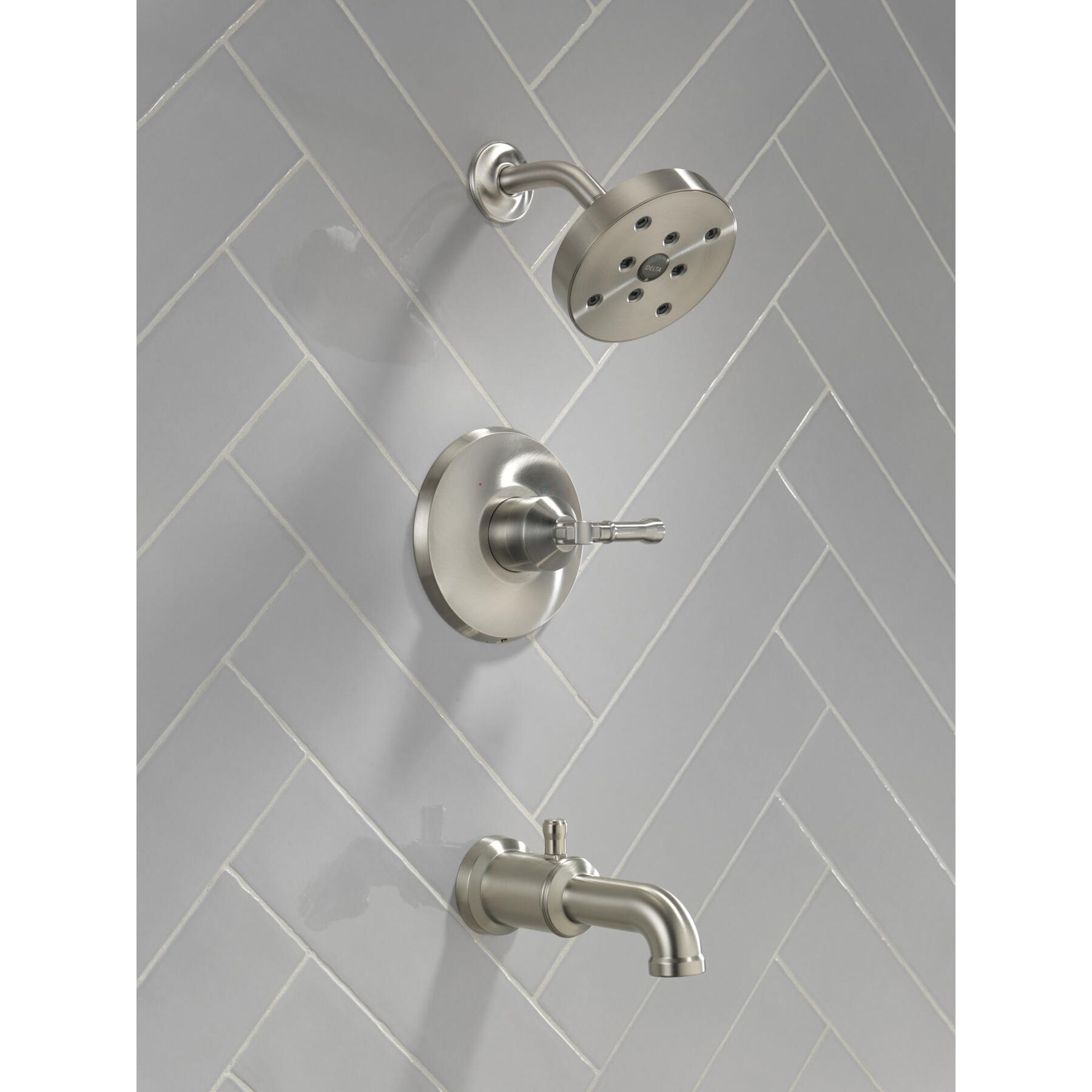 DELTA® Broderick® T14484-SS-PR Tub and Shower Trim, ABS/Plastic/Zinc, Lumicoat Stainless, 1-Handle -Handle, 1.75 gpm thumbnail 2