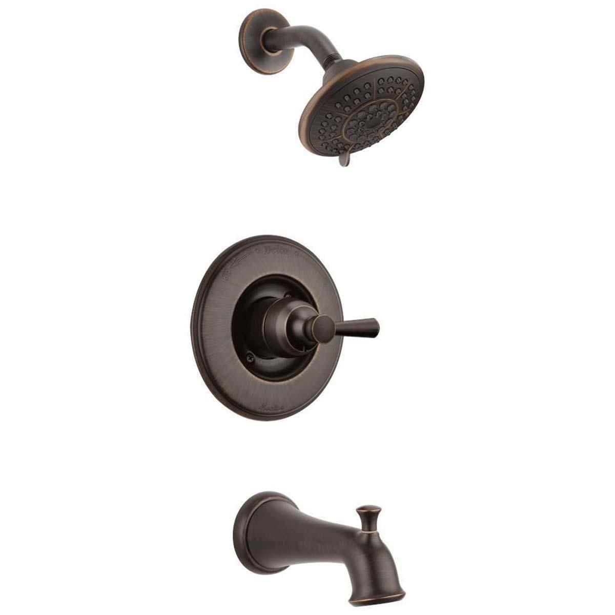 DELTA® 14 Series Linden™ T14493-RB Tub and Shower Trim, 1/2 in, Brass, Venetian Bronze, 1 -Handle, 1.75 gpm