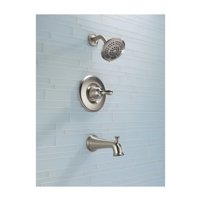 DELTA® Linden™ T14494-SS Tub and Shower Trim Kit, 1/2 in, IPS, Brass, Brilliance® Stainless Steel, 1 -Handle, 1.75 gpm thumbnail 2