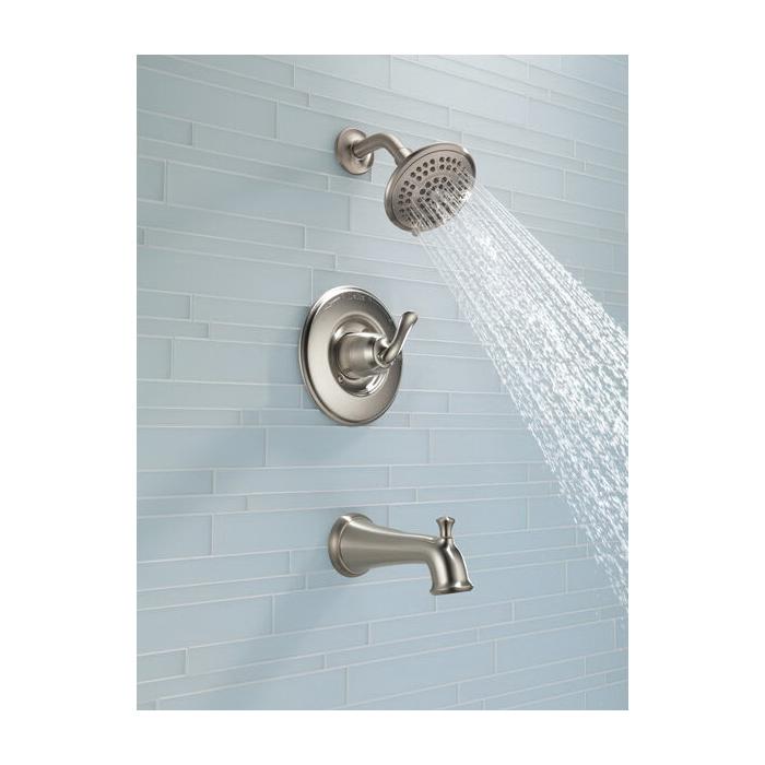 DELTA® Linden™ T14494-SS Tub and Shower Trim Kit, 1/2 in, IPS, Brass, Brilliance® Stainless Steel, 1 -Handle, 1.75 gpm thumbnail 4