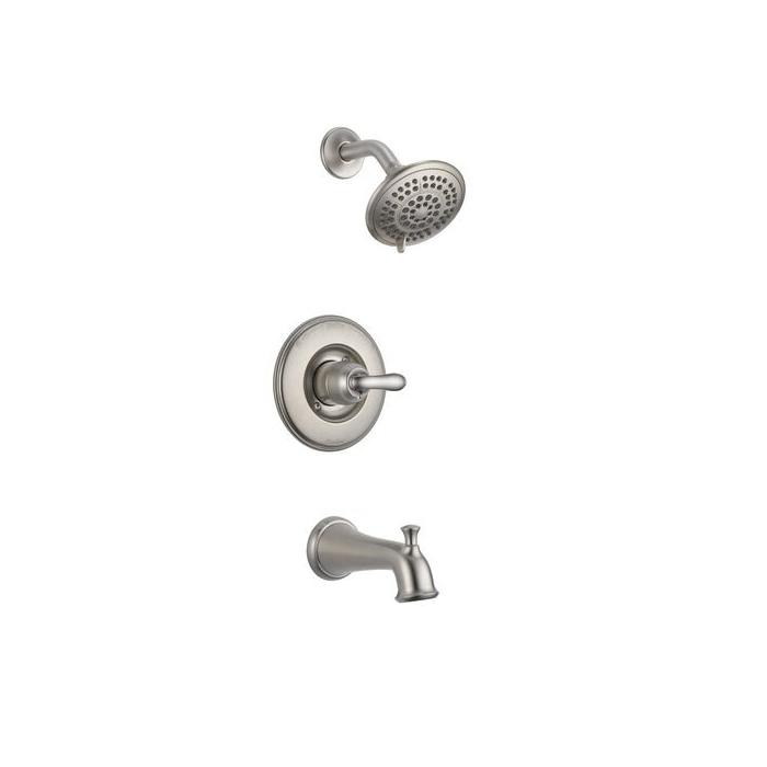 DELTA® Linden™ T14494-SS Tub and Shower Trim Kit, 1/2 in, IPS, Brass, Brilliance® Stainless Steel, 1 -Handle, 1.75 gpm