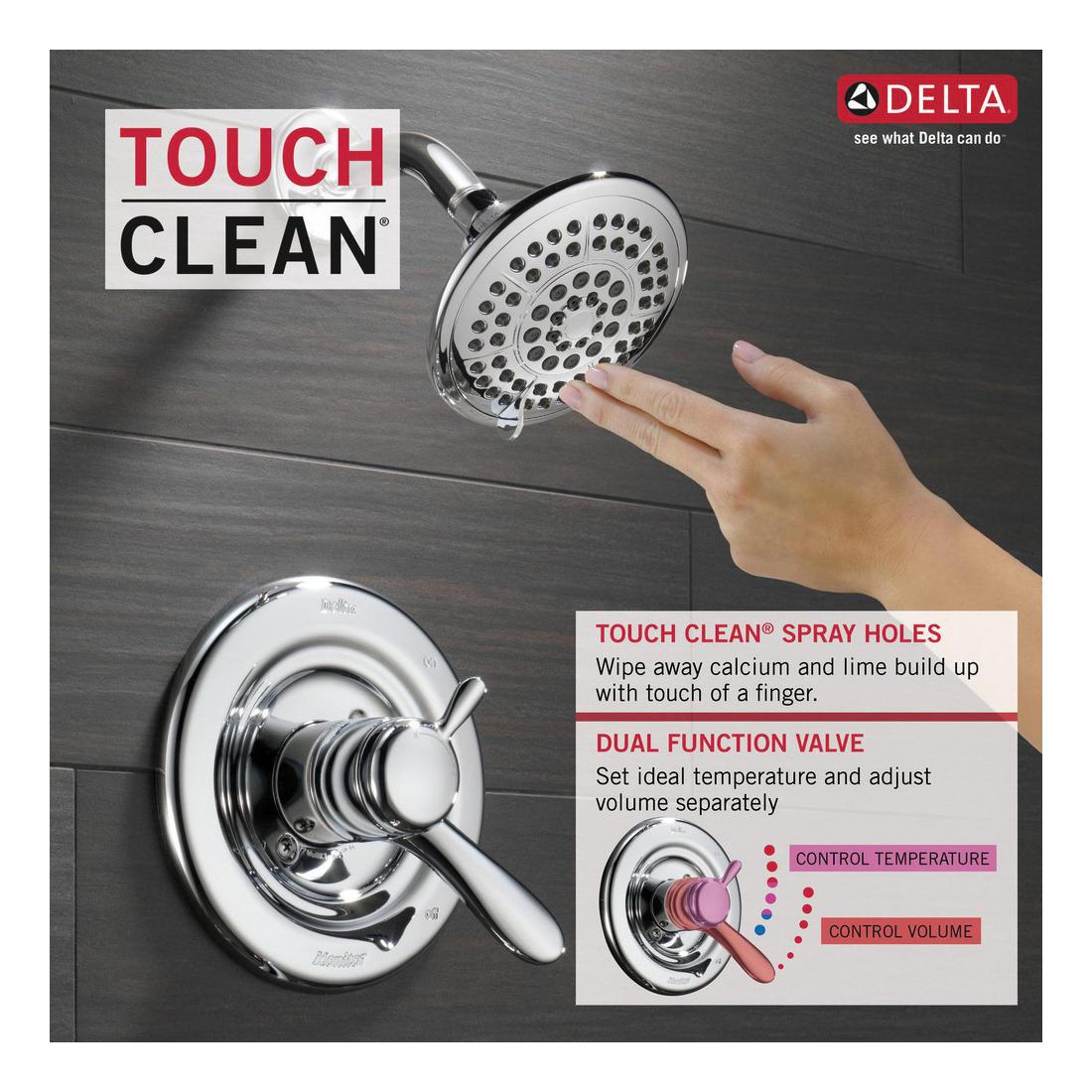 DELTA® Lahara® T17238 Shower Trim Kit, Brass, Chrome, 1-Handle-Handle, 1.75 gpm thumbnail 2