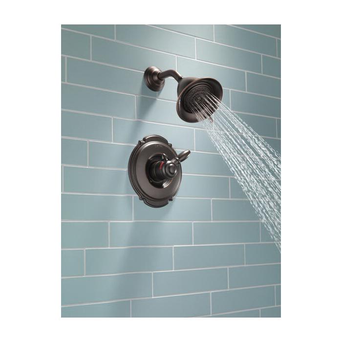 DELTA® Victorian® T17255-RB Shower Trim Kit, 1/2 in, 3/4 in, Brass, Venetian Bronze, 2-Handle -Handle, 2.5 gpm