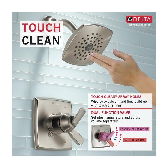 DELTA® Ashlyn® T17264-SS Shower Trim Kit, Brass, Brilliance Stainless Steel, 2-Handle -Handle, 1.75 gpm