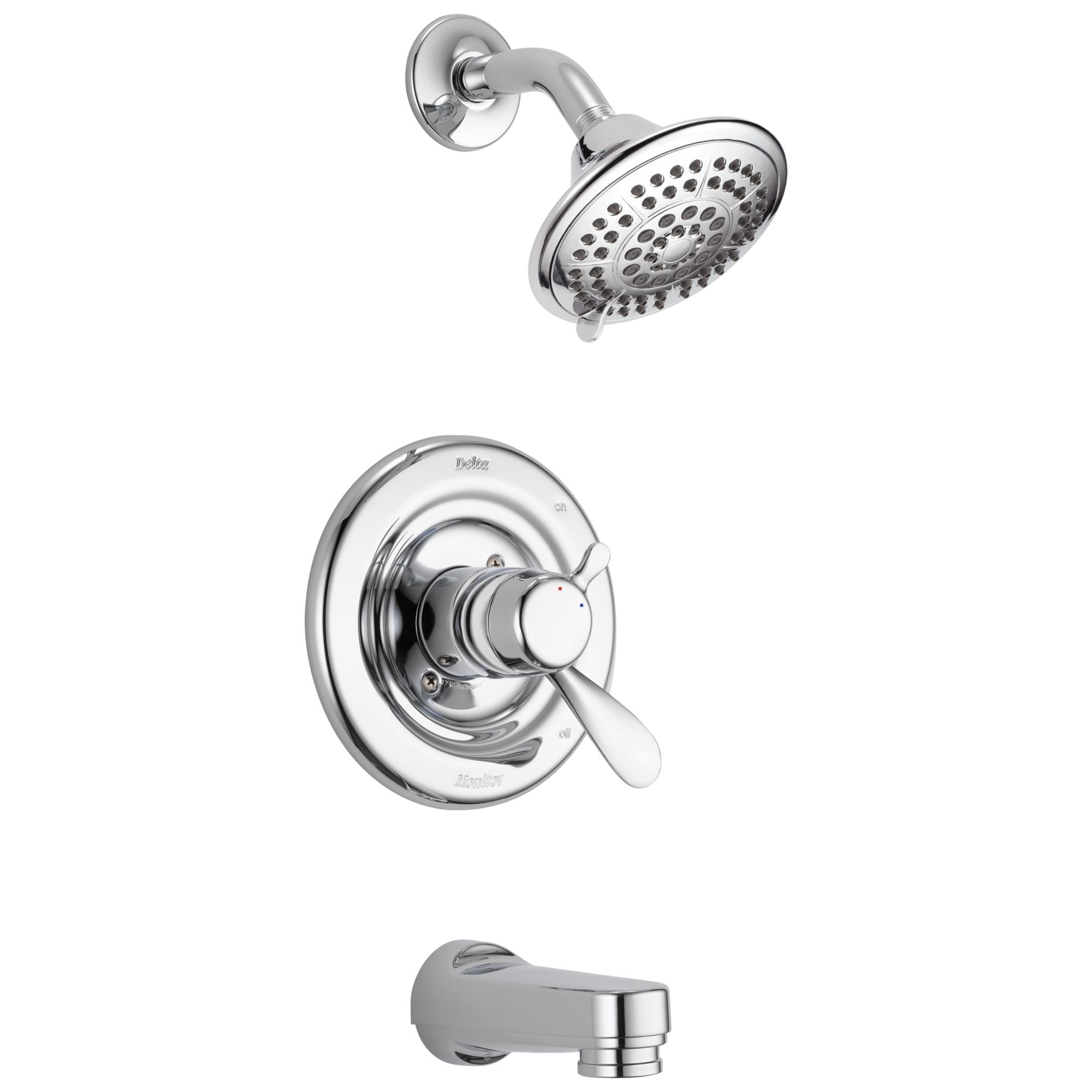 delta® T17430 Shower Trim Kit, 1/2 in, IPS x Slip x Sweat, Brass, Chrome, 2-Handle, 1.75 gpm