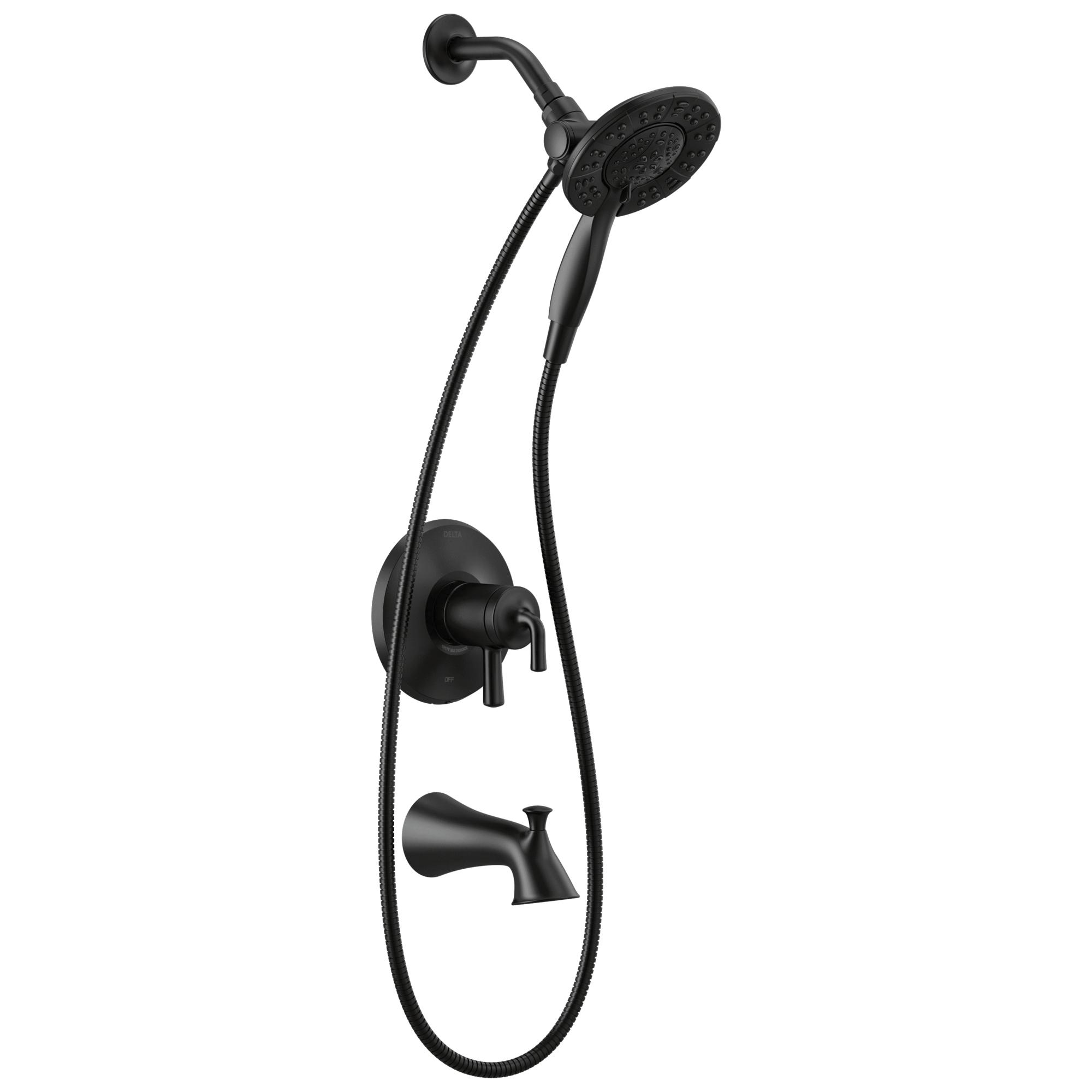 delta® 17 Series T17433-BL-I Tub and Shower Trim, Brass, Matte Black, 1 -Handle, 1.75 gpm