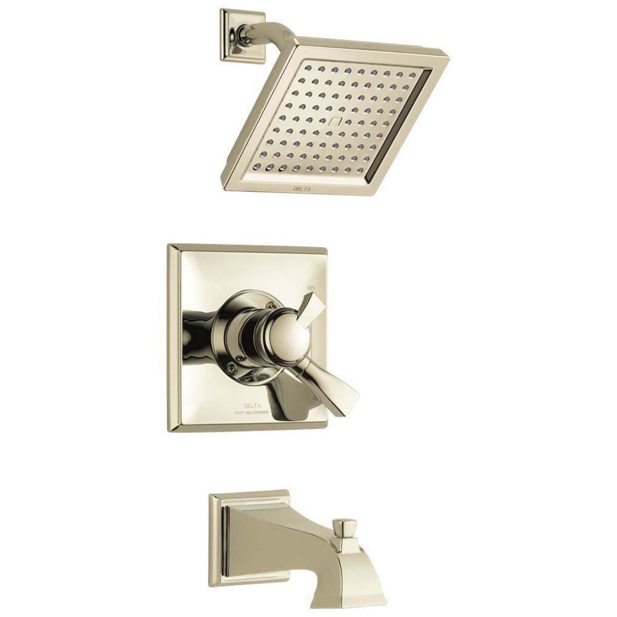 DELTA® 17 Series Dryden® T17451-PN Tub and Shower Trim, Brass, Polished Nickel, 1 -Handle, 2.5 gpm