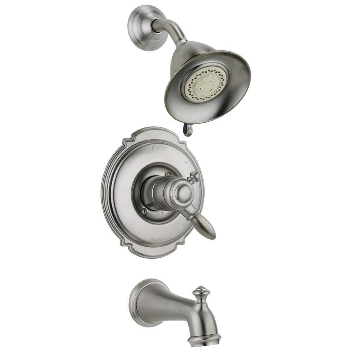 DELTA® Monitor® Monitor® 17 Series Victorian® T17455-SS Tub and Shower Faucet Trim, Brass, Stainless Steel thumbnail 2