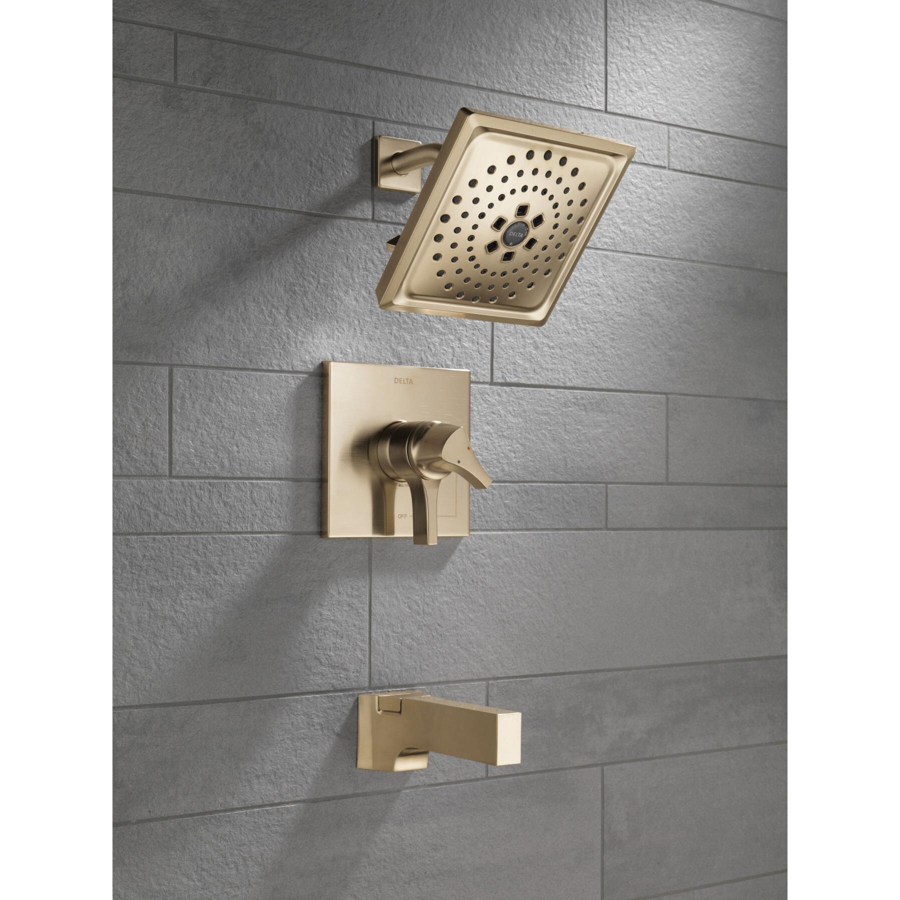 DELTA® Zura® T17474-CZ Tub and Shower Trim, Brass/Metal, Champagne Bronze, 2-Handle -Handle, 1.75 gpm