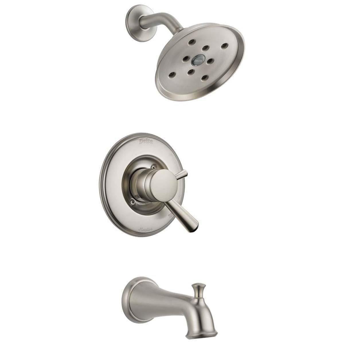 DELTA® Linden™ T17493-SS Tub and Shower Trim, 1/2 in, Brass, Stainless Steel, 1 -Handle, 1.75 gpm