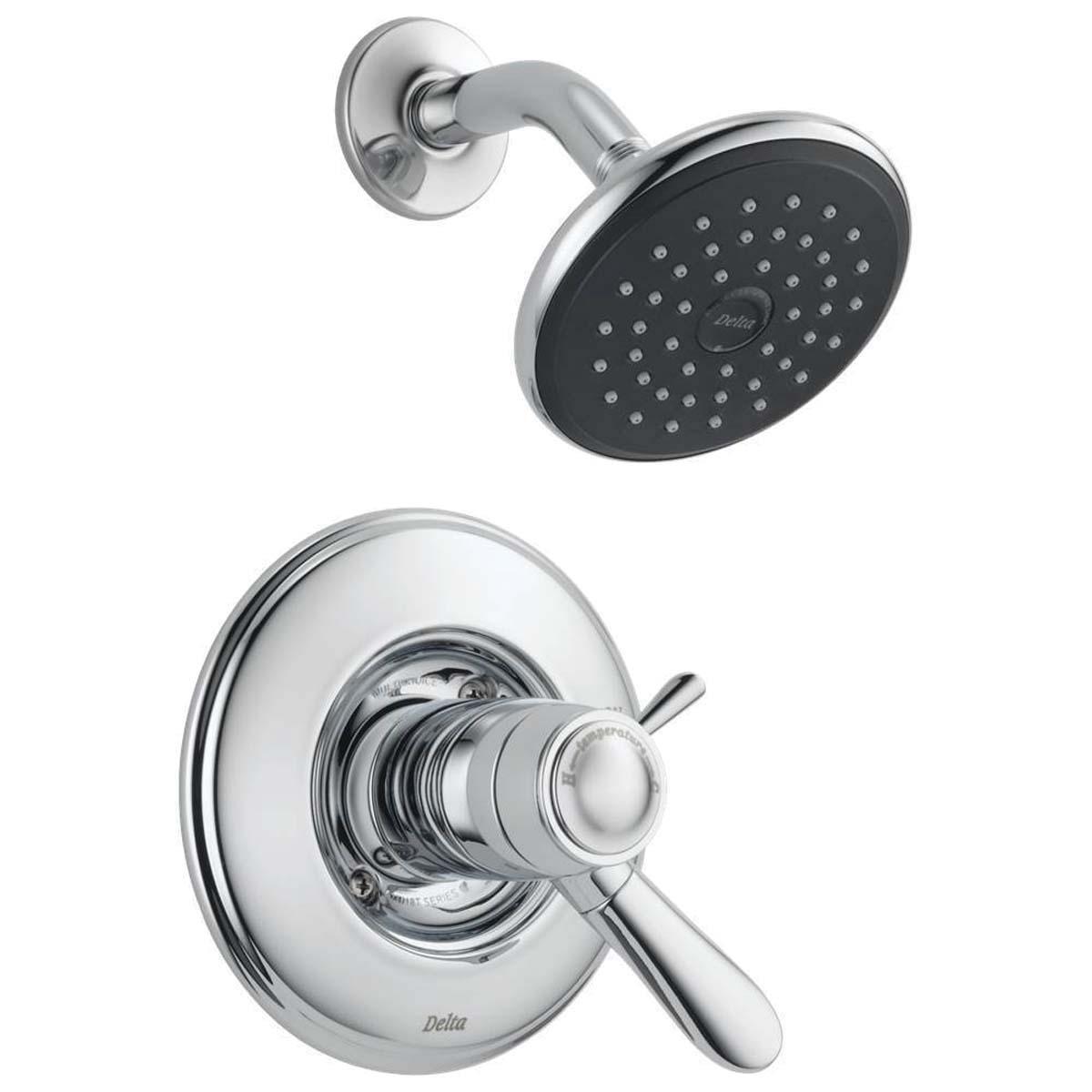 DELTA® 17T Series Lahara® T17T238 Shower Trim, Brass, Chrome, 2-Handle-Handle, 1.75 gpm thumbnail 2